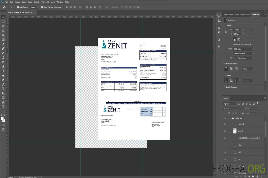 Relevé hypothécaire de la banque Zenit de Russie aux formats Word et PDF template